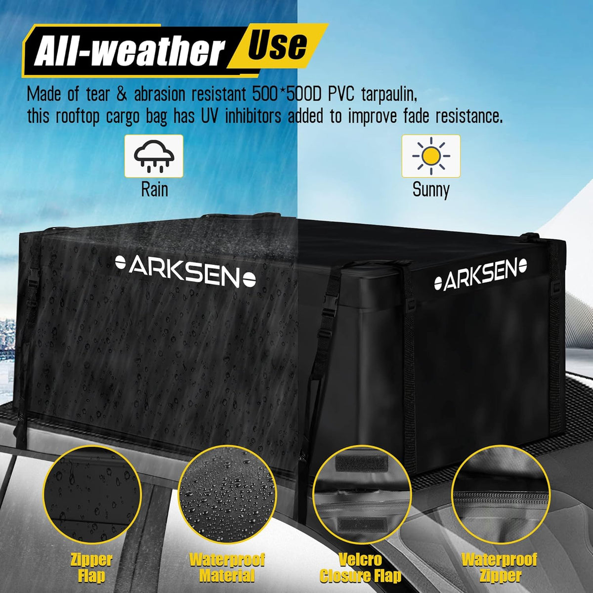 Waterproof Rooftop Cargo Carrier Bag with 6 Door Hook Straps I201