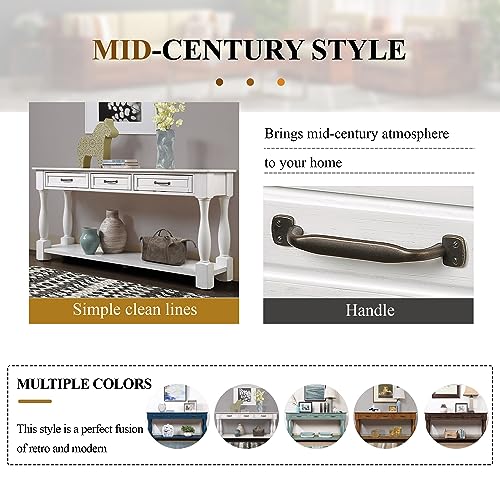 63" Console Table with 3 Drawers and 1 Bottom Shelf, Light Espresso U34456