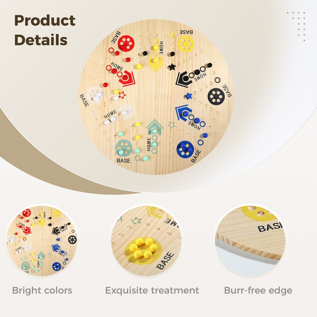 Double-Sided Marble Board Game with 36 Marbles & 8 Dices O208359