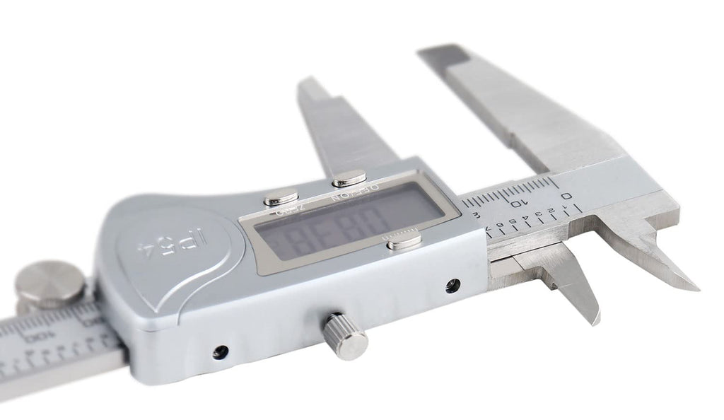Digital Caliper, 0-8''/0-200 mm Range, 0.0005''/0.01 mm Resolution, Large LCD, Ip54 Water Resistant S608726