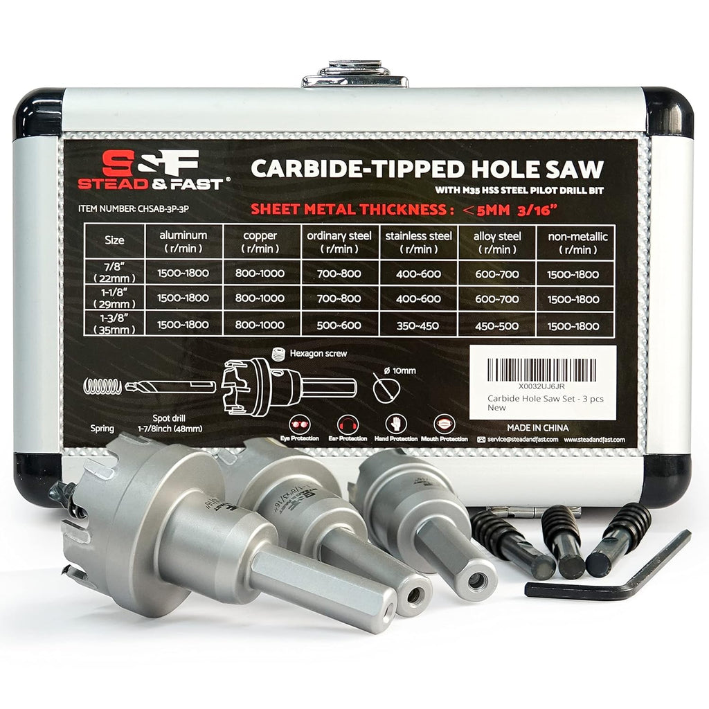 Carbide Hole Saw Kit for Metal, 7 Pcs X99239