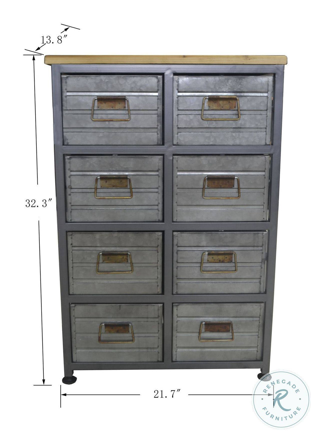 Gray and Brown Accent Cabinet with Solid Wood Top Q4409