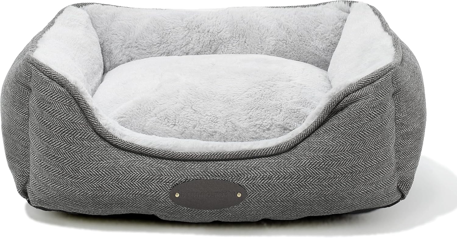 Beige Rectangle Calming Pet Bed with Washable Cushion D725298