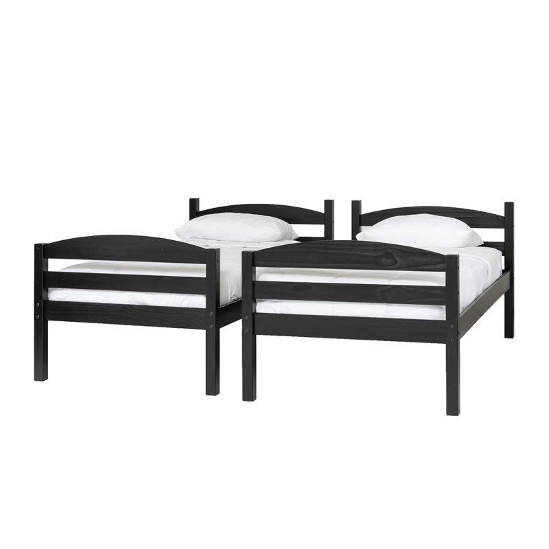 Twin Over Twin Solid Wood Bunk Bed in Black T14664
