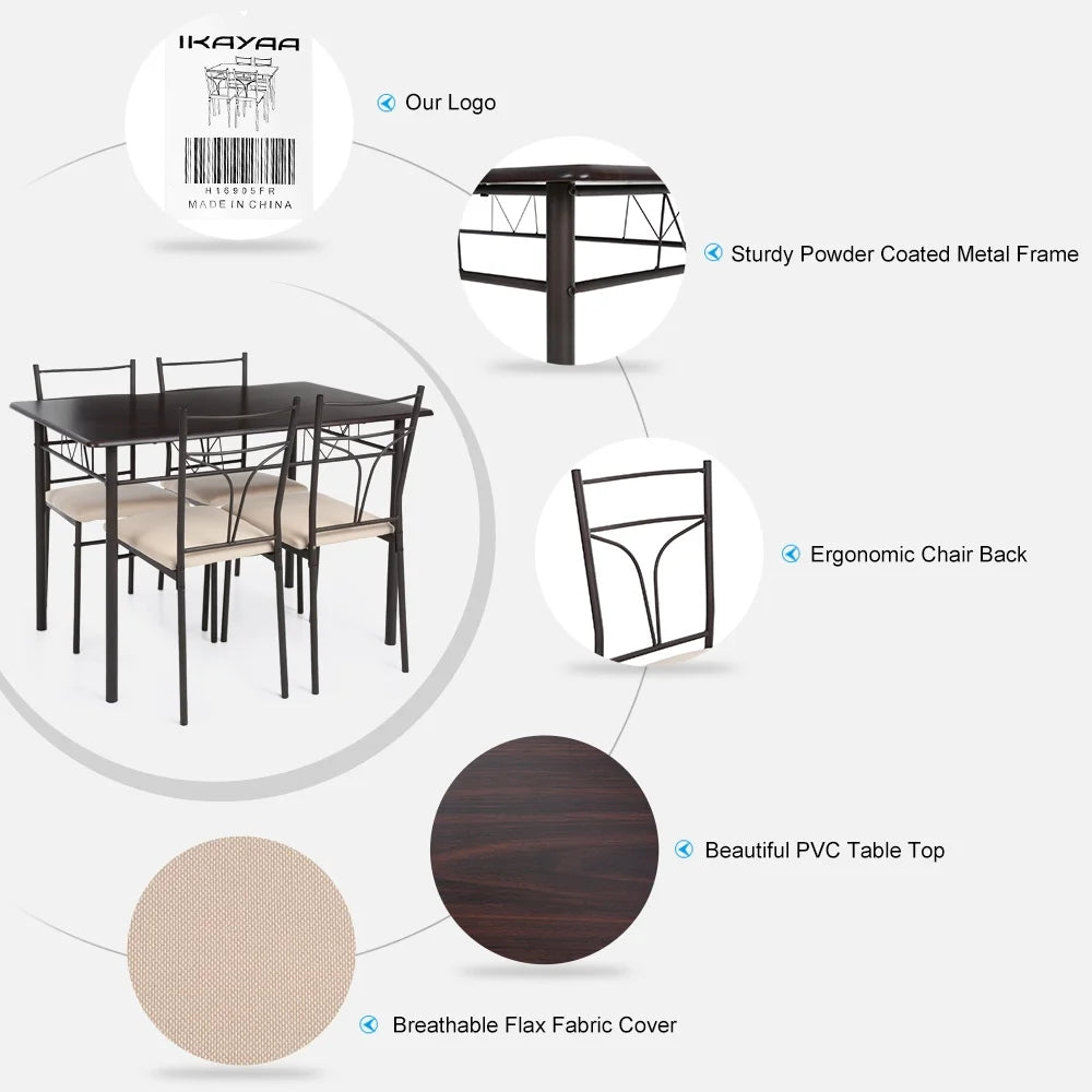 5 Pieces Dining Table and Chairs Set Z898