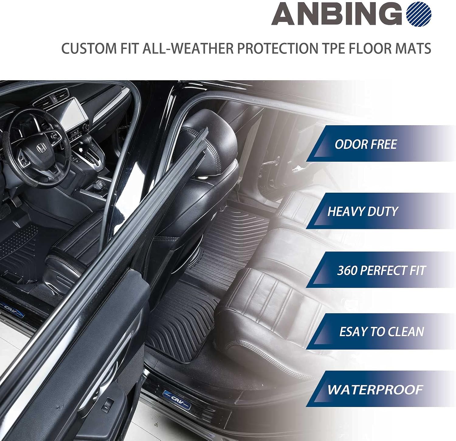 Odorless All Weather Car Floor Mats Full Set Front & Rear Row L47216