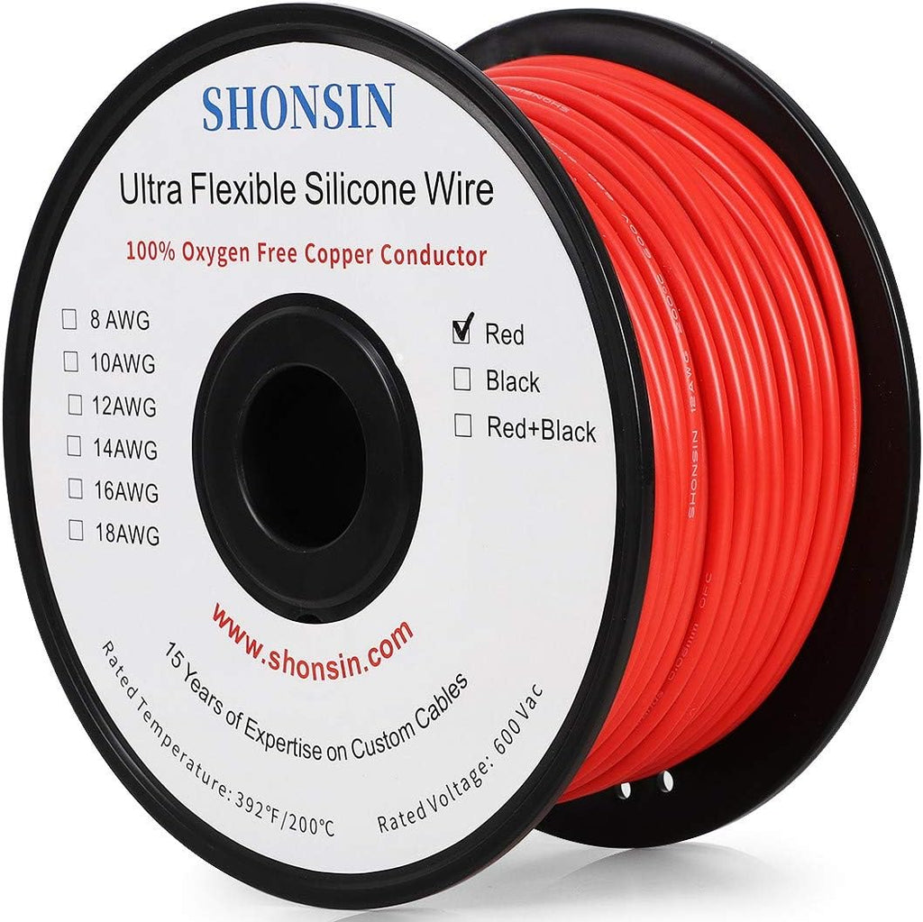 16 AWG Silicone Wire 100% Copper 200ft Red 20 Amp 600V Pack of 2 L7035