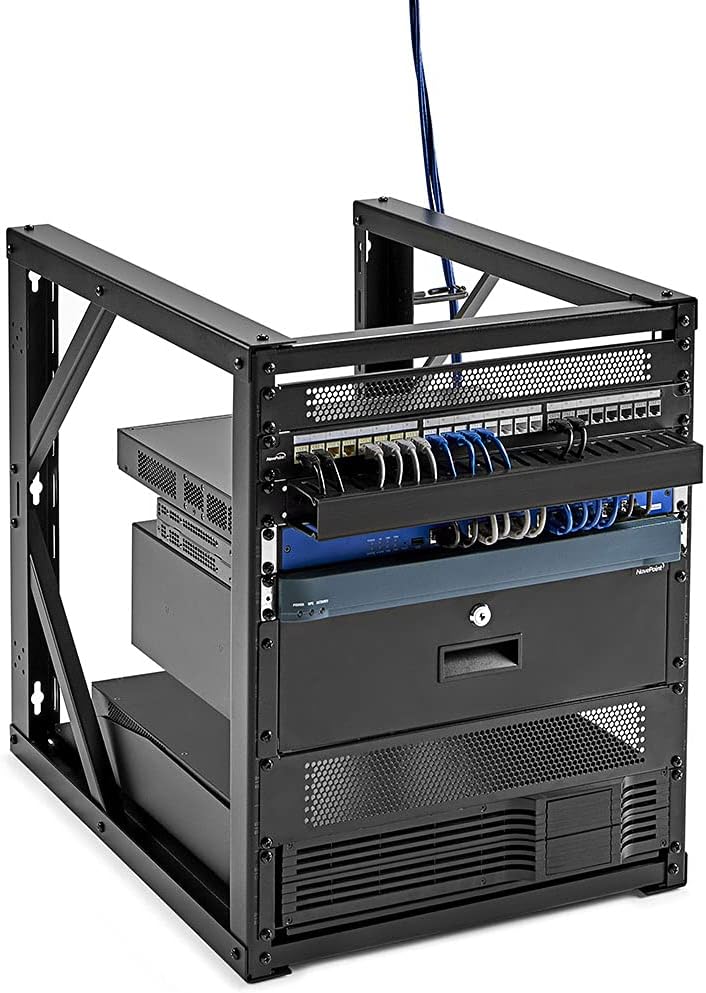 15U Wall-Mount Open Frame Network Equipment Rack, 24.81 Inch Depth, Steel, Black M326