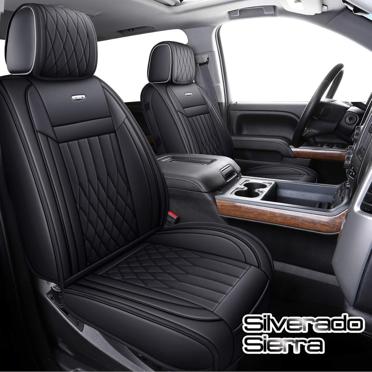 Black and Blue Waterproof Leather Car Seat Covers Full Set U517
