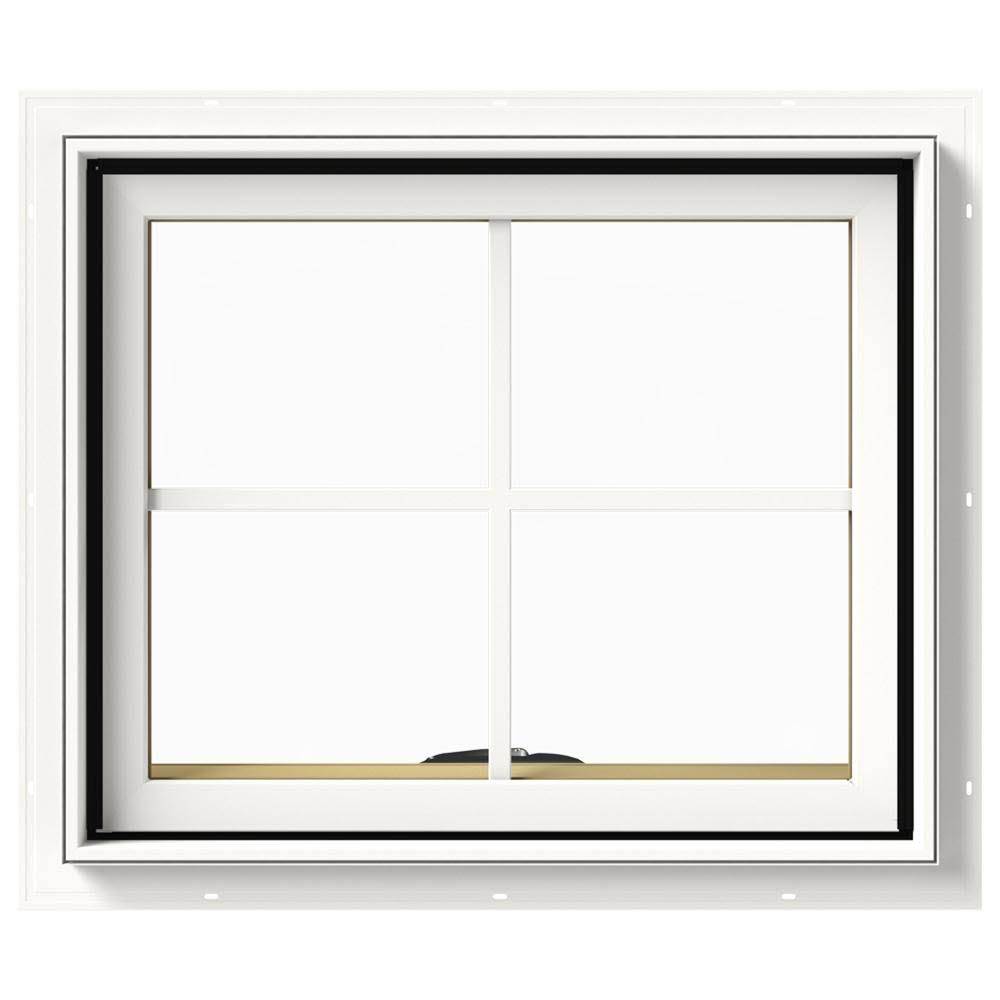 White Painted Clad Wood Awning Window with Screen Y460