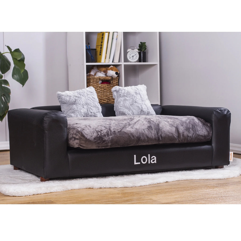 Charcoal Leatherette Pets Sofa Z745