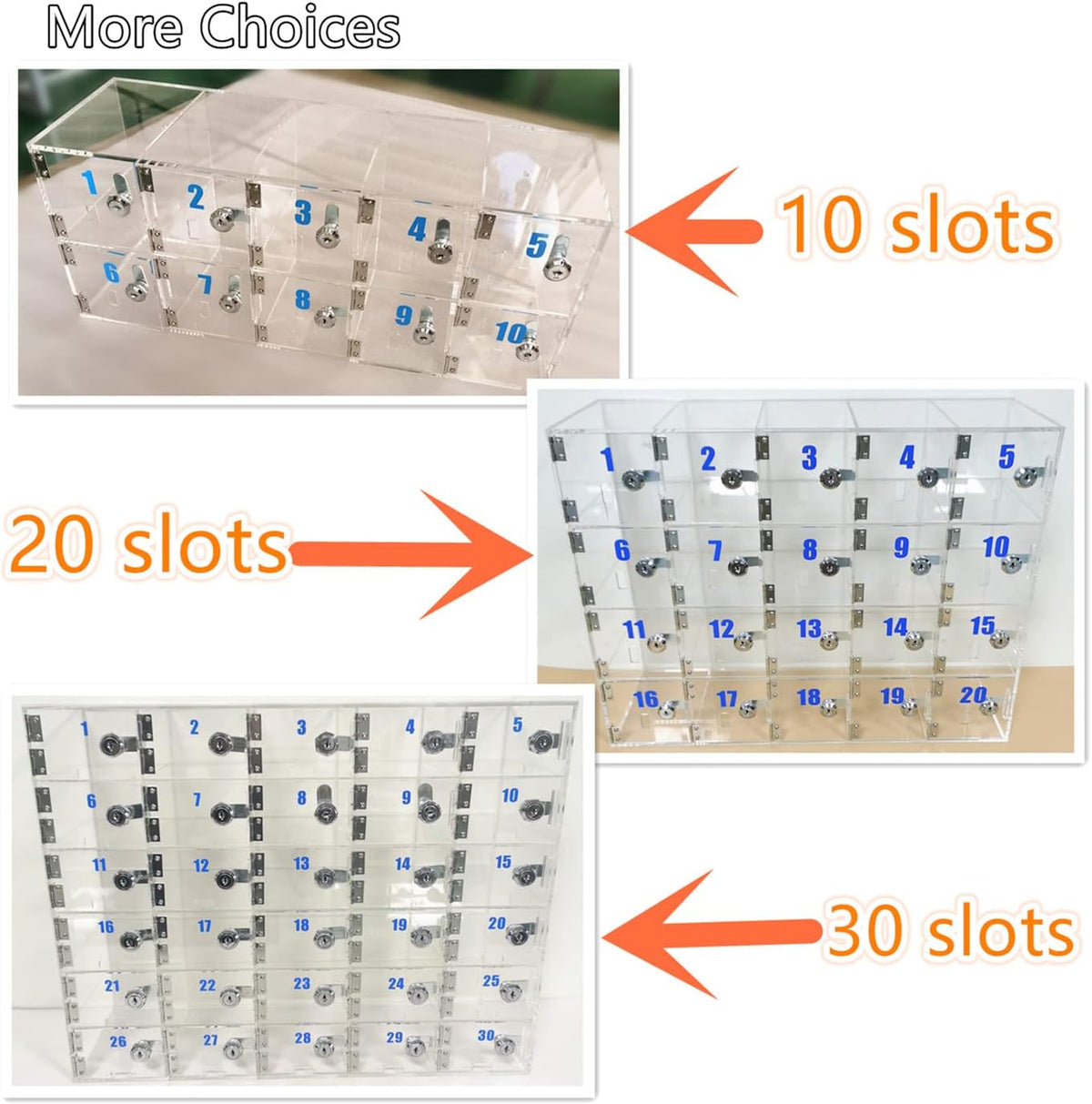 Clear Cell Phone Locker Box with Door Locks and Keys Wall-Mounted Storage Cabinet V910459