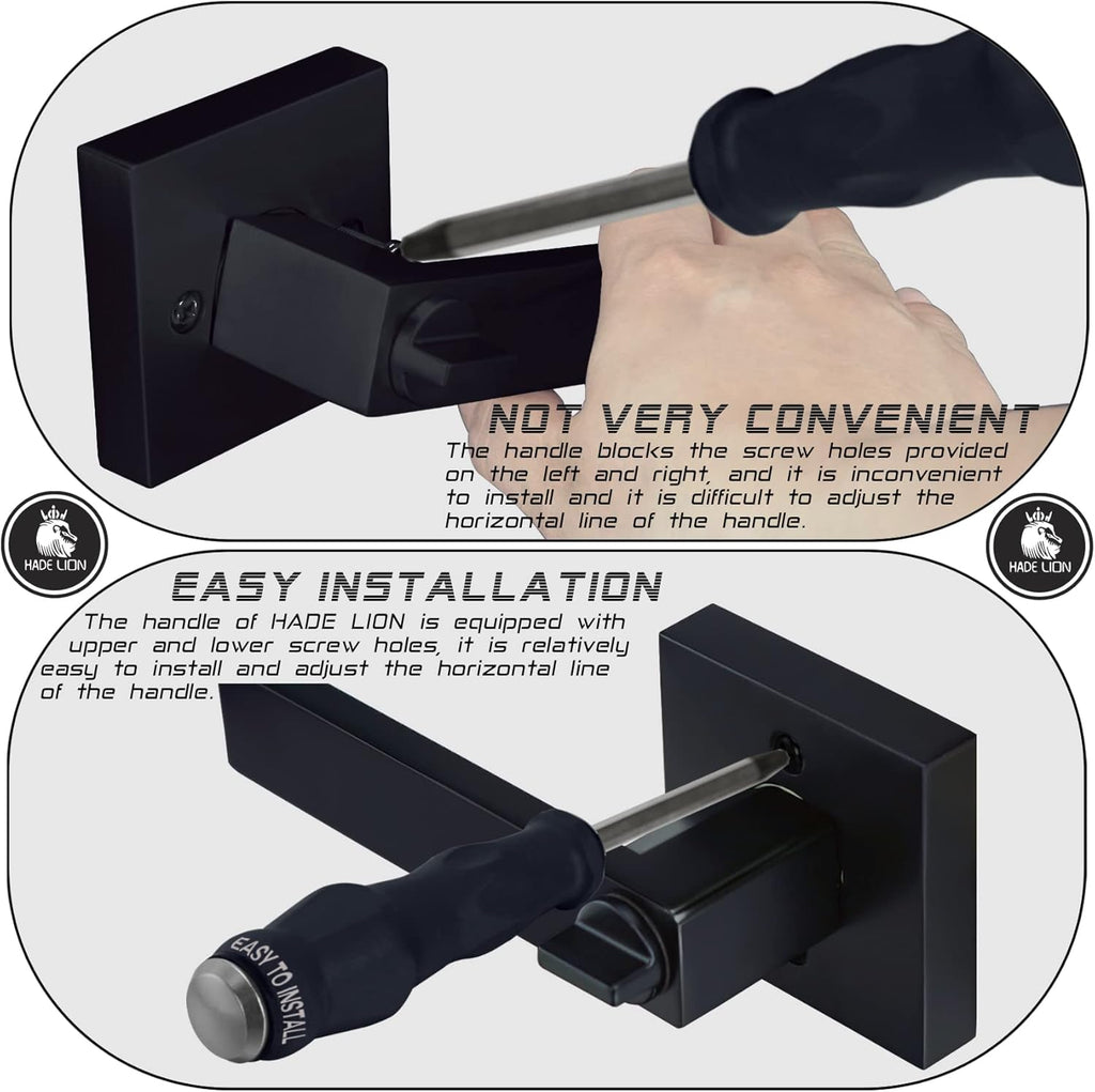6 Pack Matte Black Square Door Handles M364