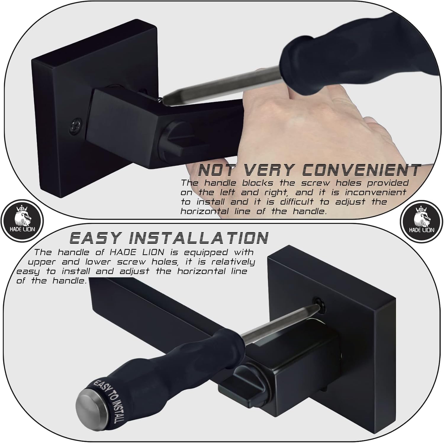 6 Pack Matte Black Square Door Handles M364