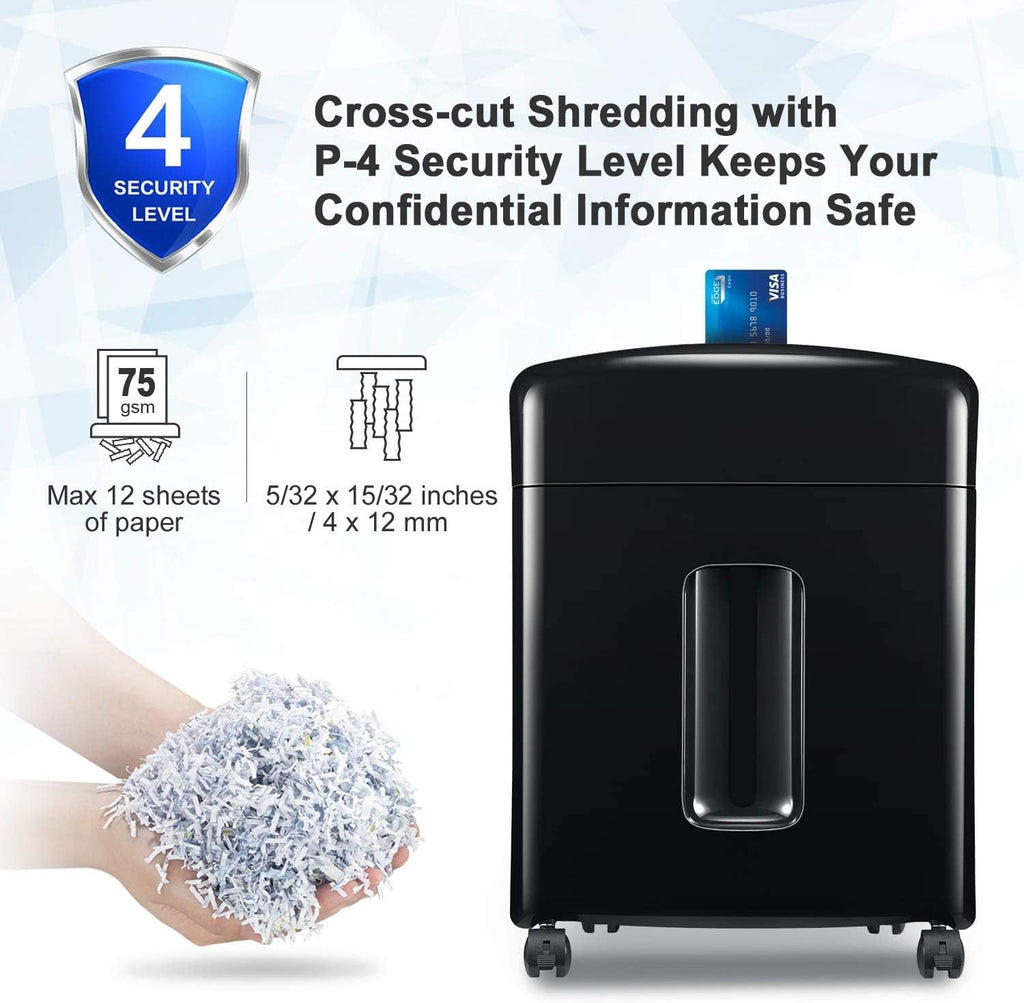 12-Sheet Micro Cut Paper Shredder with Pullout Basket, Black R234