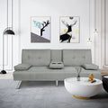 Light Grey Fabric Futon Sofa Bed I643576