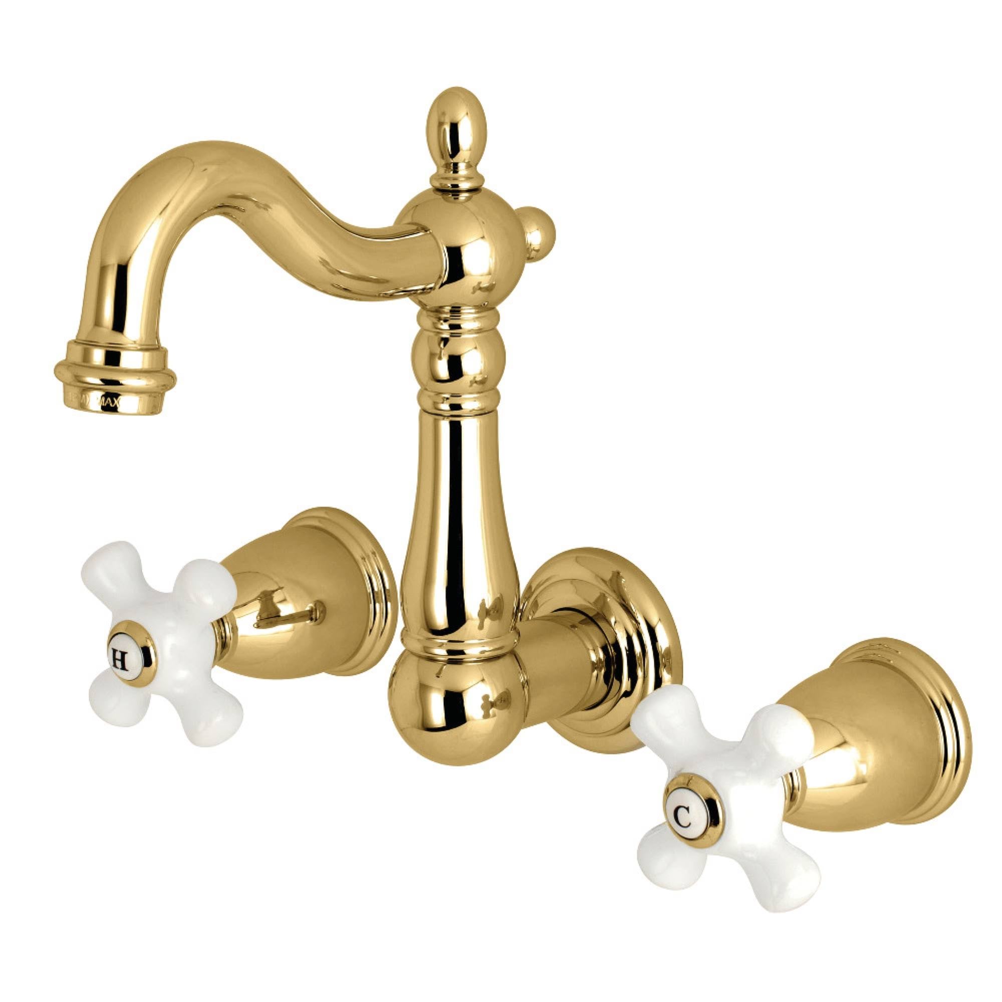 Polished Brass Wall Mount Bathroom Faucet D249735