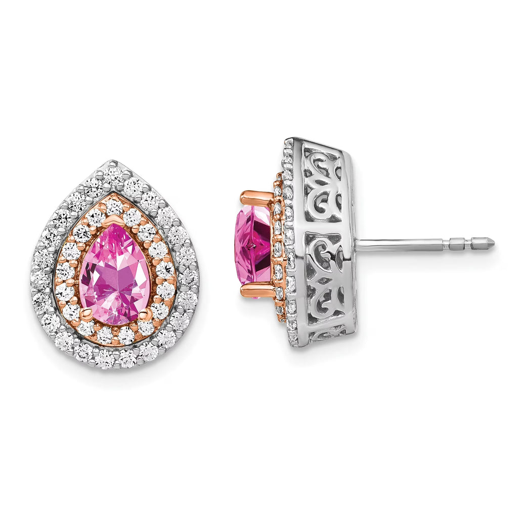 14 Karat Two-Tone Lab Grown Diamond and Created Pink Sapphire Earrings M251283
