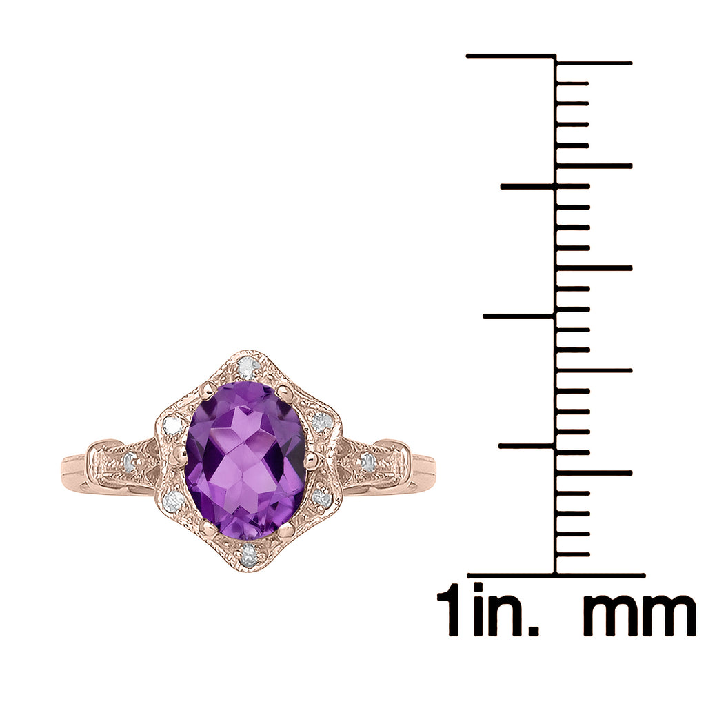Vintage Style Oval Amethyst and Diamond Halo Ring B2582