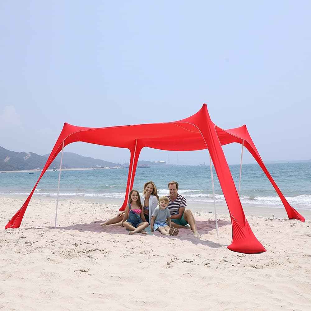 Portable Pop Up Beach Tent Canopy with 4 Poles V3802