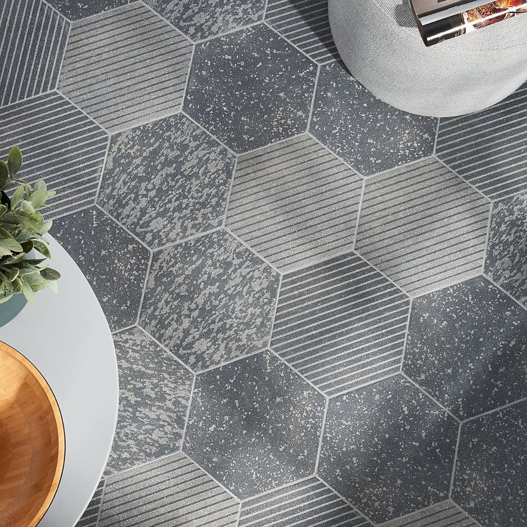 Black 9 in. Hex Matte Porcelain Floor and Wall Tile (20 Pieces 9.47 Sq. ft. / CASE) S1429