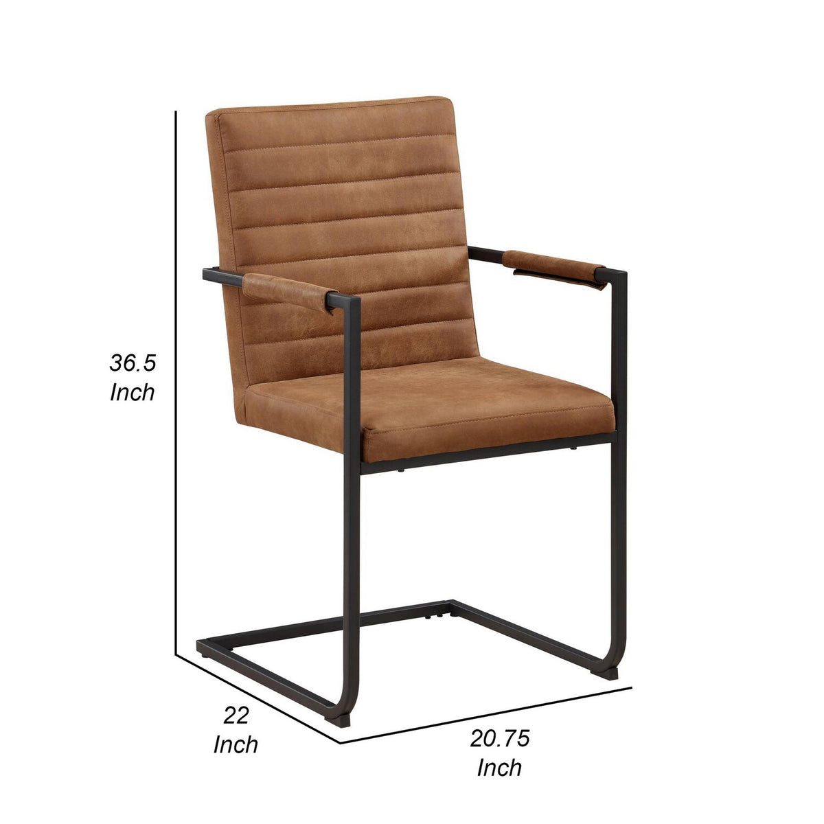 Vegan Leather Armchair with Cantilever Base, Brown & Black, Set of 2 D2440
