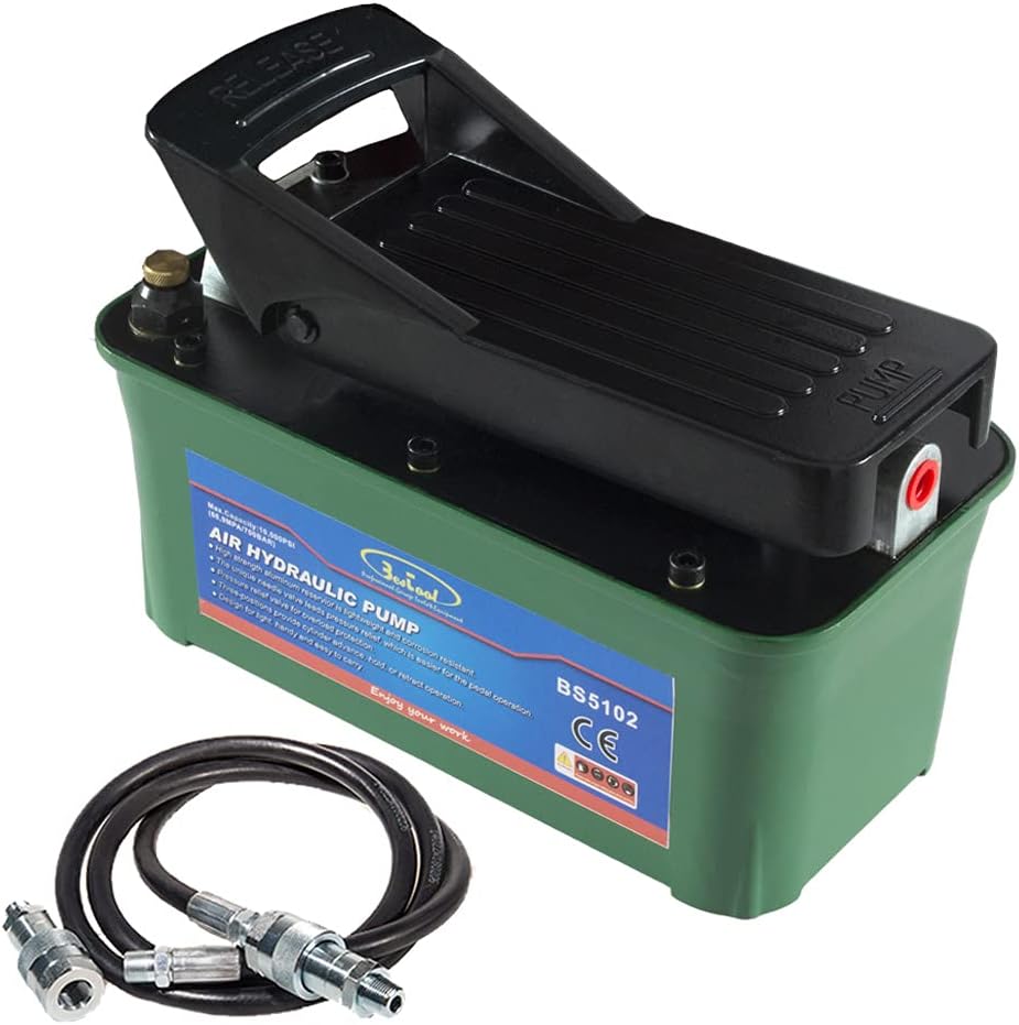 Air Hydraulic Foot Pump 10,000 PSI Single Acting Black Q624
