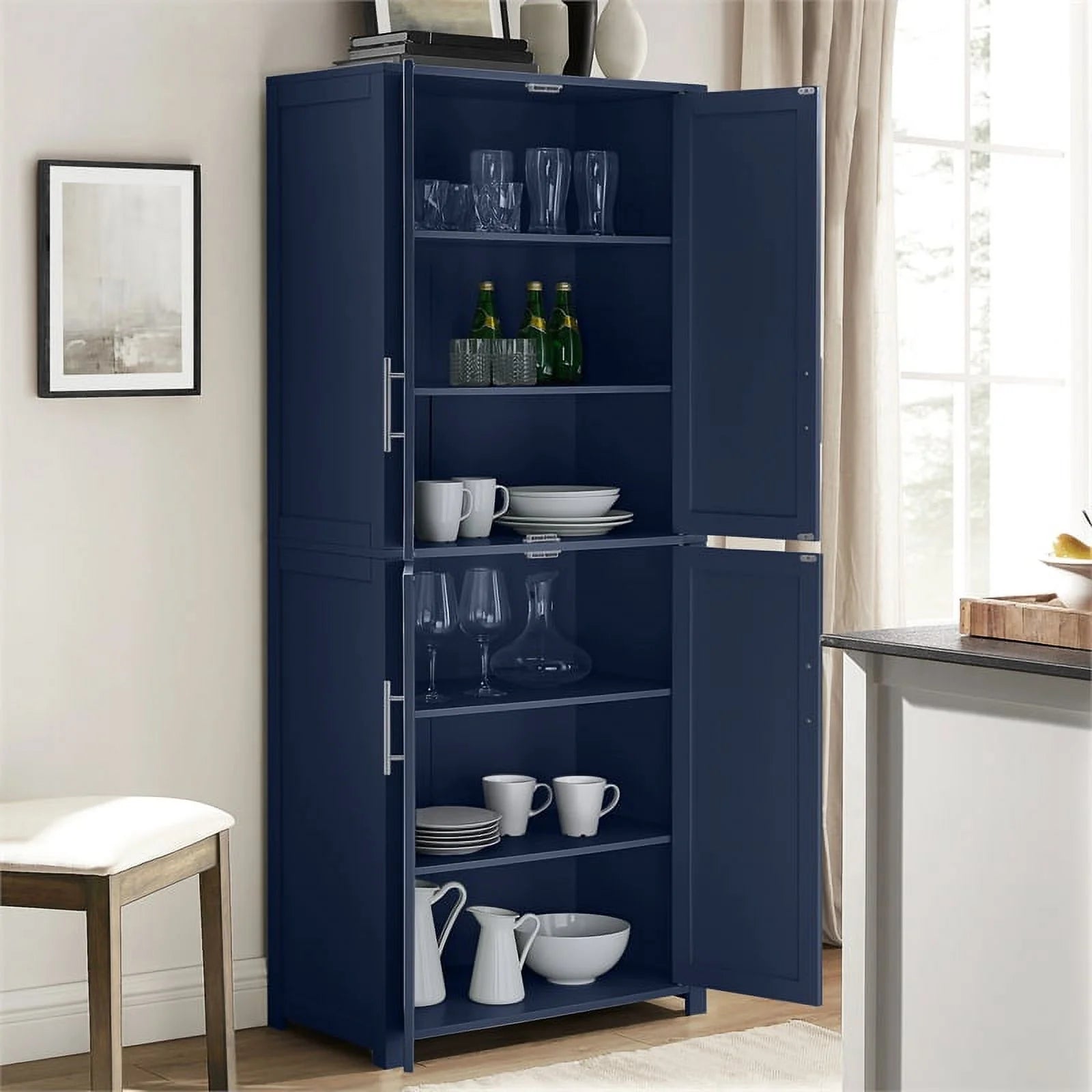 Navy Wood Kitchen Storage Pantry Z2533