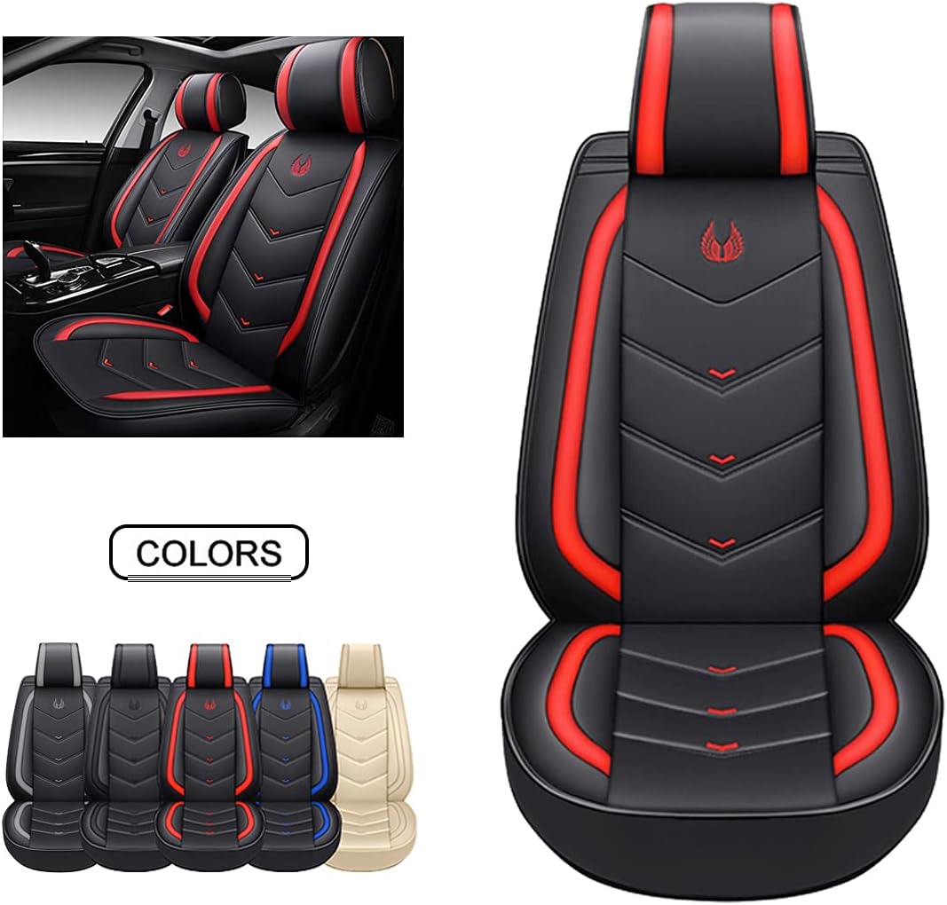 Black Faux Leather Car Seat Covers Full Set H120