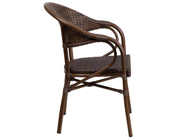 3 Pk. Bark Brown Rattan Patio Chair with Bamboo-Aluminum Frame F6547