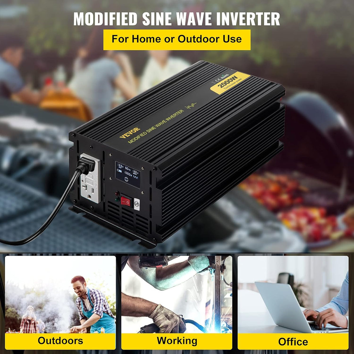 2000W Modified Sine Wave Power Inverter with LCD Display Q125