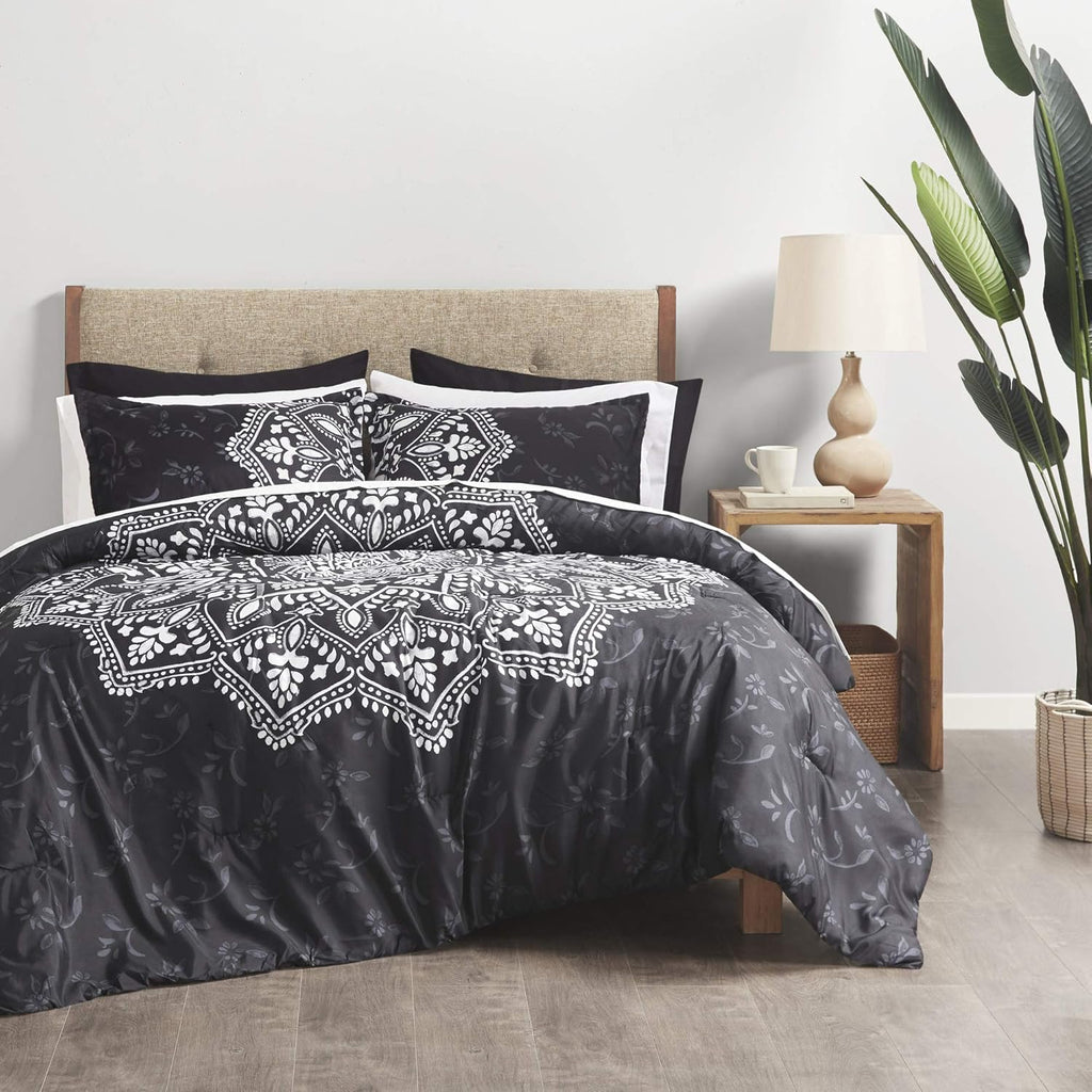 Grey Purple 9 Piece Queen Comforter Set Z9401