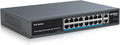 18 Port Gigabit PoE Switch with 16 Ports PoE+@250W, 2 Uplink Ports, Metal Case, RackMount P105