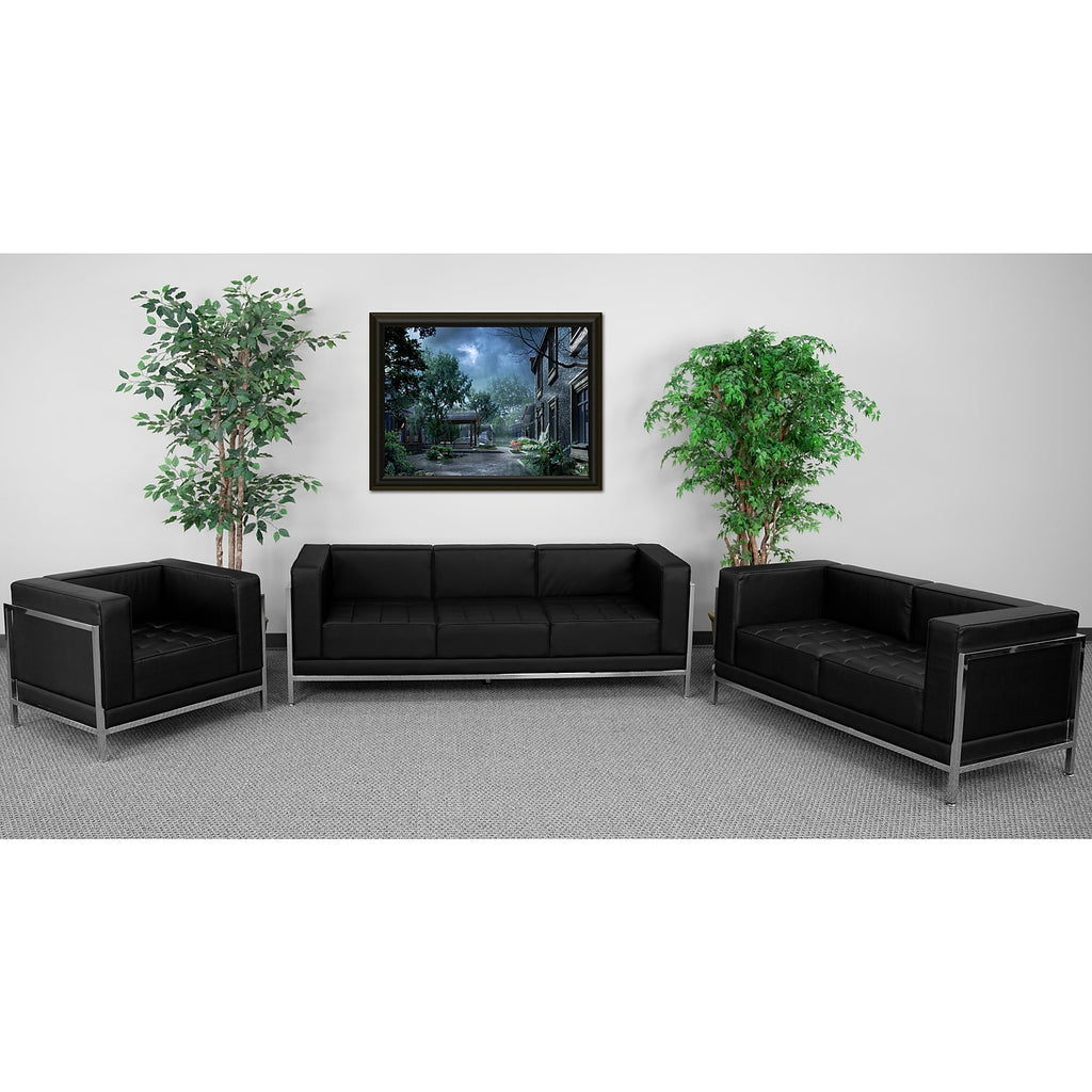 3-Piece Stainless Steel Sofa Set in Black F176