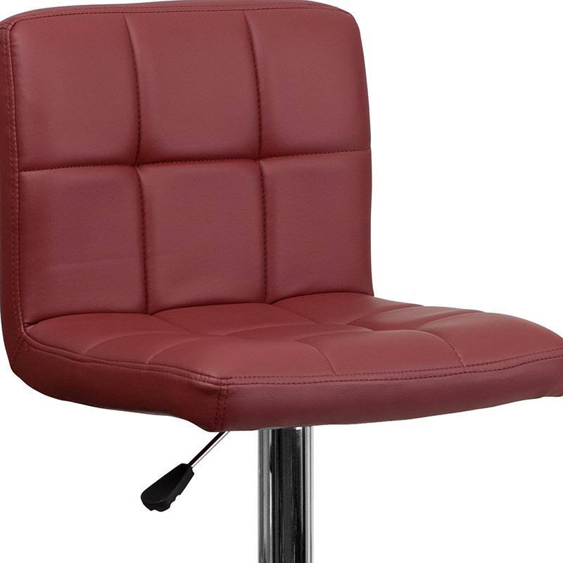 Burgundy Quilted Vinyl Adjustable Height Barstool with Chrome Base J979942