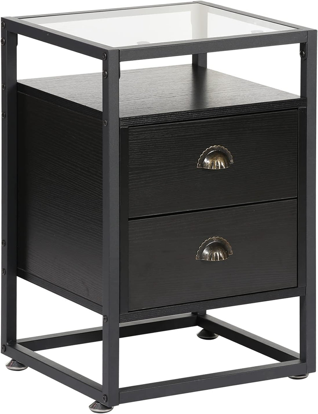 Brown Nightstand with Drawer and Shelf F519