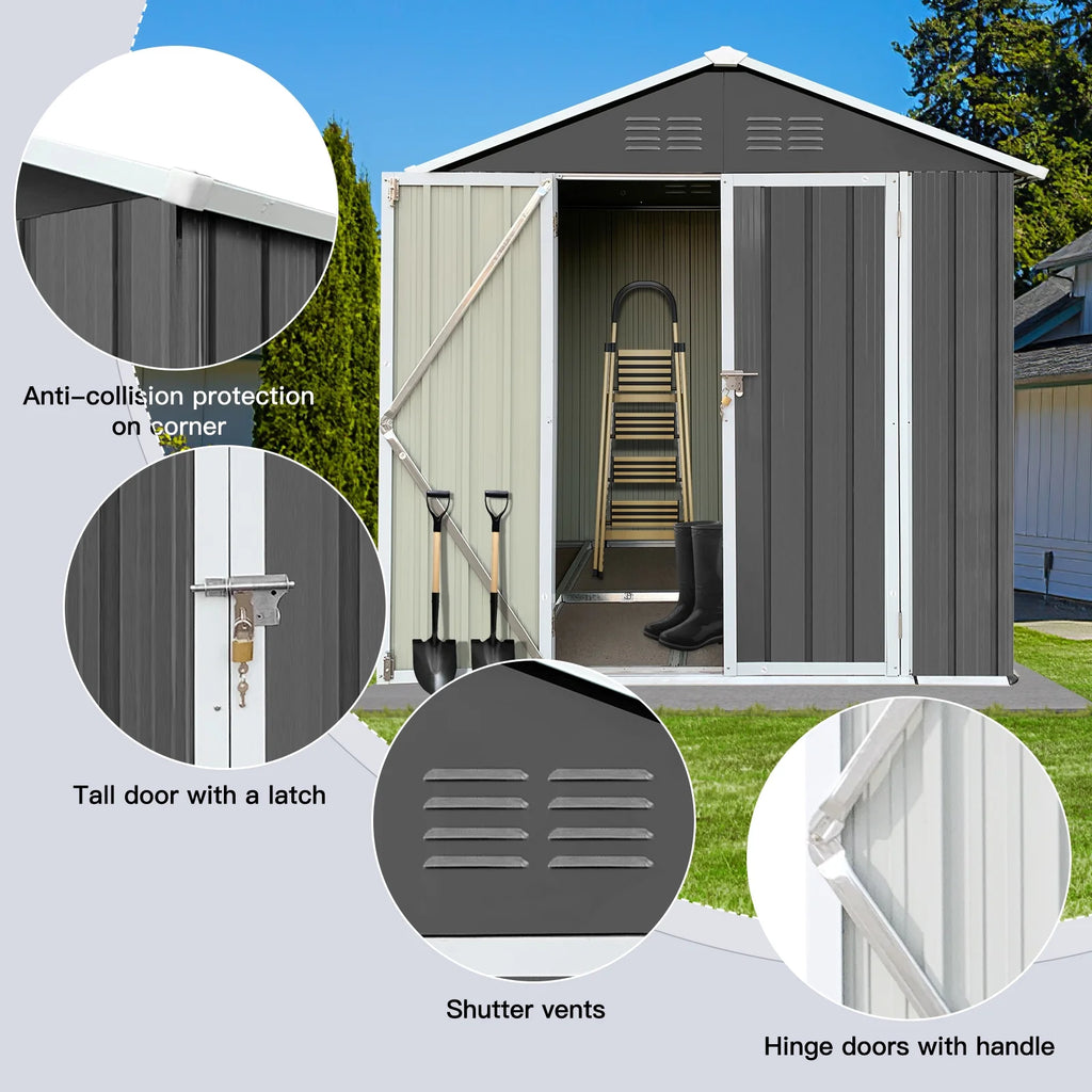 6' x 4' Metal Outdoor Storage Shed with Lockable Doors A52469