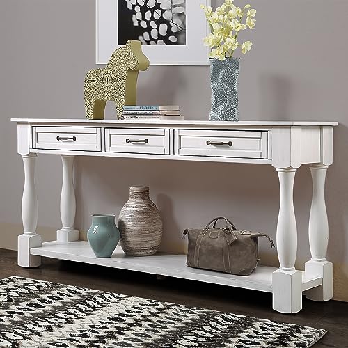 63" Console Table with 3 Drawers and 1 Bottom Shelf, Light Espresso U34456