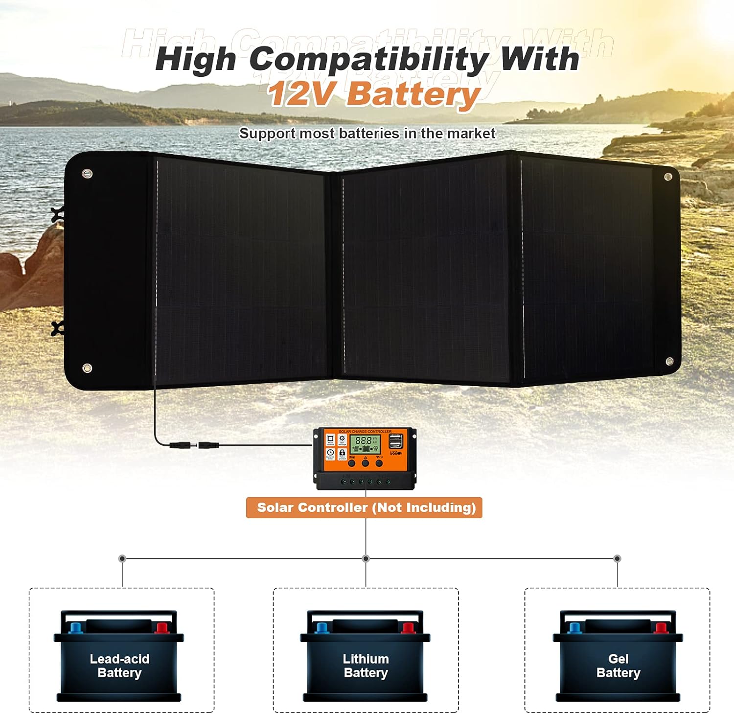 120W Foldable Monocrystalline Solar Panel with USB L1220