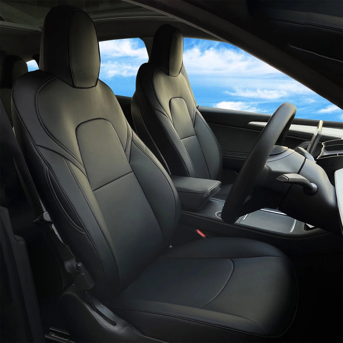 Black Leather 11PCS Car Seat Covers A2759