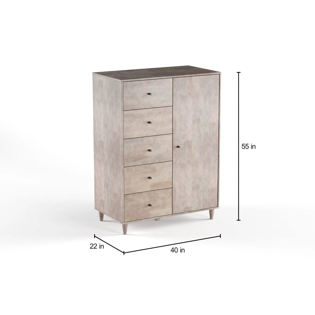 Light Charcoal Grey Armoire - 5-Drawer Q1991