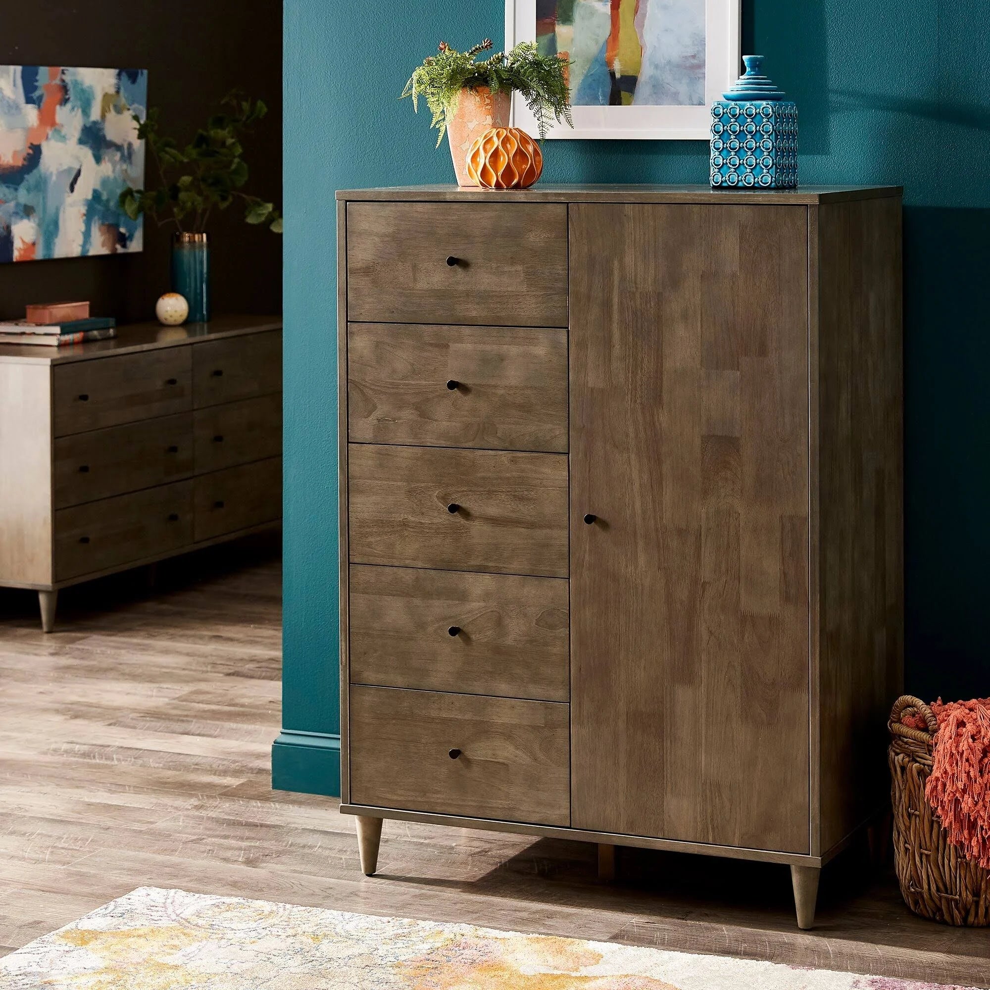 Light Charcoal Grey Armoire - 5-Drawer Q1991