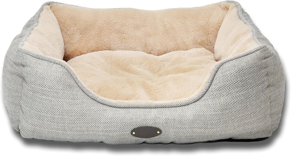 Beige Rectangle Calming Pet Bed with Washable Cushion D725298