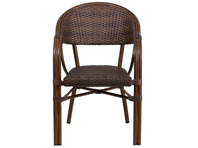 3 Pk. Bark Brown Rattan Patio Chair with Bamboo-Aluminum Frame F6547