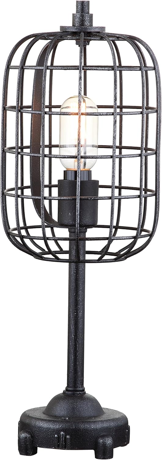 Black/Silver Industrial Metal Table Lamp B5129
