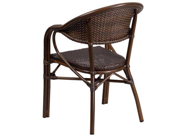 3 Pk. Bark Brown Rattan Patio Chair with Bamboo-Aluminum Frame F6547