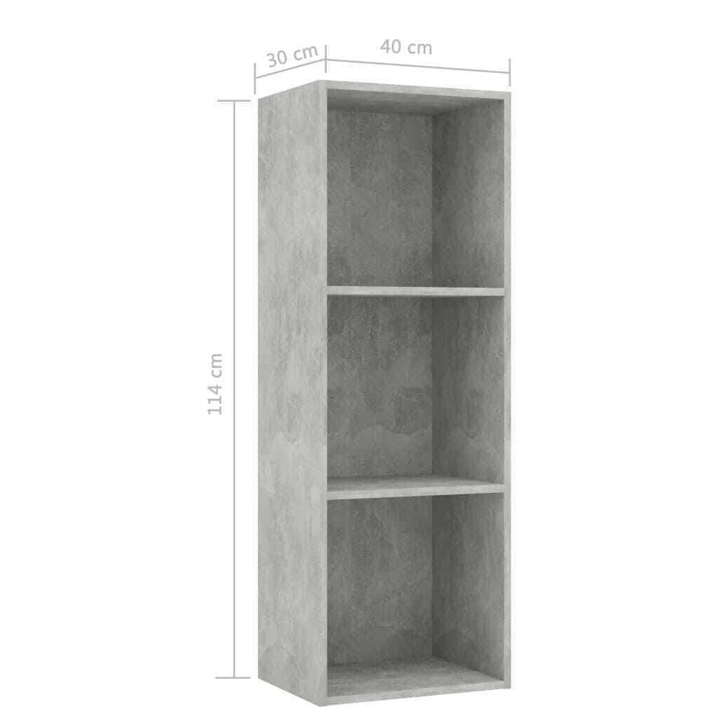 3-Tier Book Cabinet Concrete Gray Chipboard A251