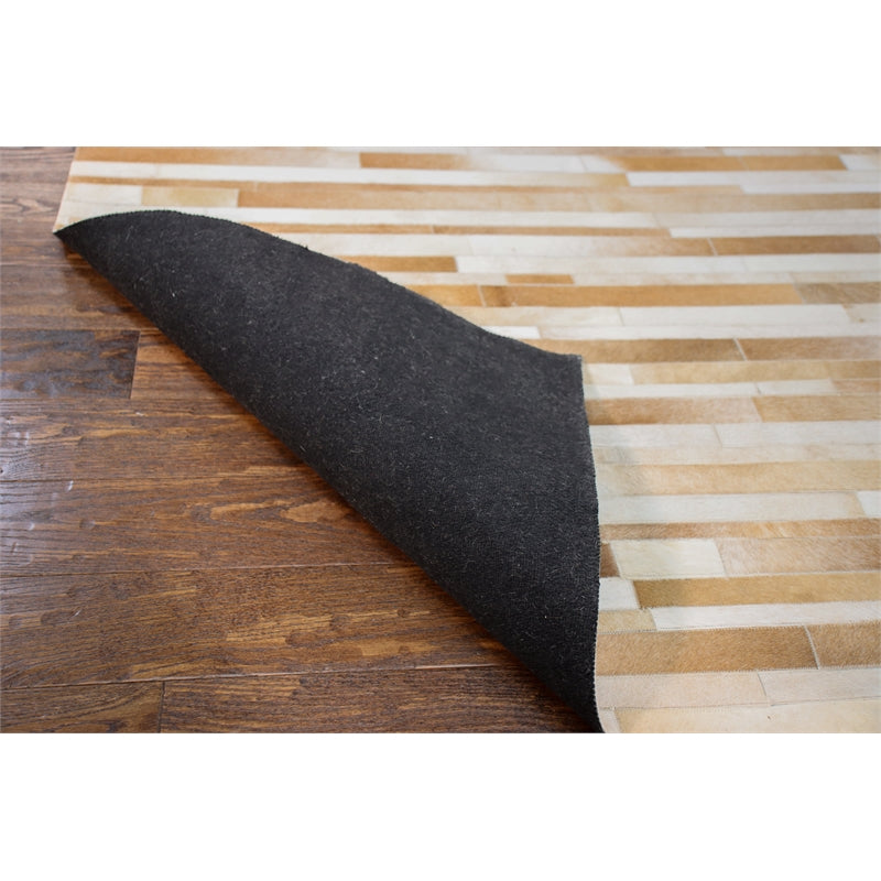 Camel Hair on Hide Leather Area Rug U22208