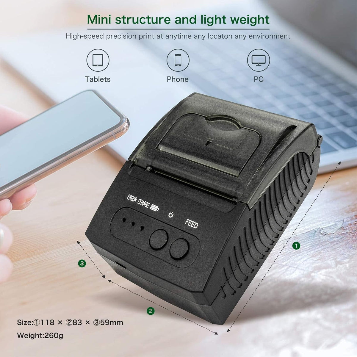 Bluetooth 58mm Thermal Receipt Printer, Pack of 2 I198