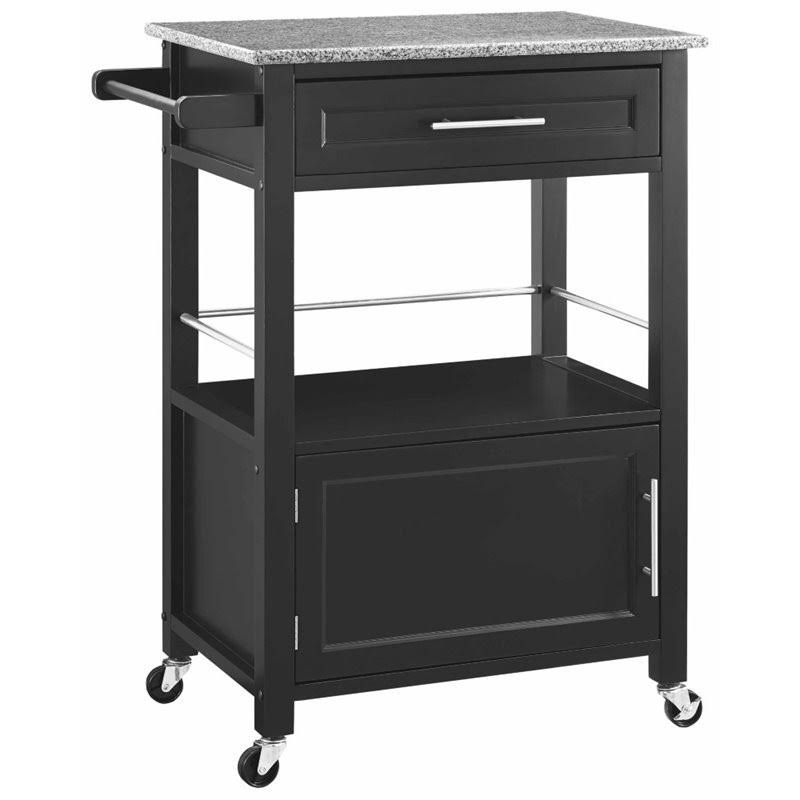 Black Granite Top Kitchen Cart V6048